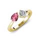 3 - Lysha 1.20 ctw Pink Tourmaline Pear Shape (7x5 mm) & Natural Diamond Cushion Shape (5.00 mm) Toi Et Moi Engagement Ring 