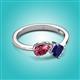 2 - Lysha 1.51 ctw Pink Tourmaline Pear Shape (7x5 mm) & Lab Created Blue Sapphire Cushion Shape (5.00 mm) Toi Et Moi Engagement Ring 