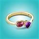 2 - Lysha 1.20 ctw Pink Tourmaline Pear Shape (7x5 mm) & Amethyst Cushion Shape (5.00 mm) Toi Et Moi Engagement Ring 