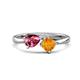 1 - Lysha 1.20 ctw Pink Tourmaline Pear Shape (7x5 mm) & Citrine Cushion Shape (5.00 mm) Toi Et Moi Engagement Ring 