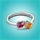 2 - Lysha 1.20 ctw Pink Tourmaline Pear Shape (7x5 mm) & Citrine Cushion Shape (5.00 mm) Toi Et Moi Engagement Ring 