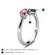 4 - Lysha 1.45 ctw Pink Tourmaline Pear Shape (7x5 mm) & London Blue Topaz Cushion Shape (5.00 mm) Toi Et Moi Engagement Ring 