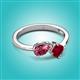 2 - Lysha 1.51 ctw Pink Tourmaline Pear Shape (7x5 mm) & Lab Created Ruby Cushion Shape (5.00 mm) Toi Et Moi Engagement Ring 