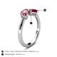 4 - Lysha 1.51 ctw Pink Tourmaline Pear Shape (7x5 mm) & Lab Created Ruby Cushion Shape (5.00 mm) Toi Et Moi Engagement Ring 