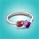 2 - Lysha 1.20 ctw Pink Tourmaline Pear Shape (7x5 mm) & Amethyst Cushion Shape (5.00 mm) Toi Et Moi Engagement Ring 