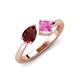 3 - Lysha 1.71 ctw Red Garnet Pear Shape (7x5 mm) & Lab Created Pink Sapphire Cushion Shape (5.00 mm) Toi Et Moi Engagement Ring 