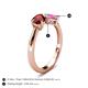 4 - Lysha 1.71 ctw Red Garnet Pear Shape (7x5 mm) & Lab Created Pink Sapphire Cushion Shape (5.00 mm) Toi Et Moi Engagement Ring 