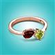 2 - Lysha 1.55 ctw Red Garnet Pear Shape (7x5 mm) & Peridot Cushion Shape (5.00 mm) Toi Et Moi Engagement Ring 