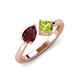 3 - Lysha 1.55 ctw Red Garnet Pear Shape (7x5 mm) & Peridot Cushion Shape (5.00 mm) Toi Et Moi Engagement Ring 