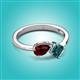 2 - Lysha 1.65 ctw Red Garnet Pear Shape (7x5 mm) & London Blue Topaz Cushion Shape (5.00 mm) Toi Et Moi Engagement Ring 