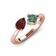 3 - Lysha 1.71 ctw Red Garnet Pear Shape (7x5 mm) & Lab Created Alexandrite Cushion Shape (5.00 mm) Toi Et Moi Engagement Ring 