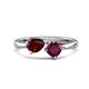 1 - Lysha 1.52 ctw Red Garnet Pear Shape (7x5 mm) & Rhodolite Garnet Cushion Shape (5.00 mm) Toi Et Moi Engagement Ring 