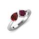 3 - Lysha 1.52 ctw Red Garnet Pear Shape (7x5 mm) & Rhodolite Garnet Cushion Shape (5.00 mm) Toi Et Moi Engagement Ring 