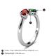 4 - Lysha 1.45 ctw Red Garnet Pear Shape (7x5 mm) & Lab Created Emerald Cushion Shape (5.00 mm) Toi Et Moi Engagement Ring 