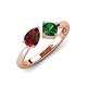 3 - Lysha 1.45 ctw Red Garnet Pear Shape (7x5 mm) & Lab Created Emerald Cushion Shape (5.00 mm) Toi Et Moi Engagement Ring 