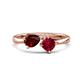 1 - Lysha 1.71 ctw Red Garnet Pear Shape (7x5 mm) & Lab Created Ruby Cushion Shape (5.00 mm) Toi Et Moi Engagement Ring 