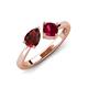 3 - Lysha 1.71 ctw Red Garnet Pear Shape (7x5 mm) & Lab Created Ruby Cushion Shape (5.00 mm) Toi Et Moi Engagement Ring 