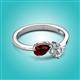 2 - Lysha 1.40 ctw Red Garnet Pear Shape (7x5 mm) & Natural Diamond Cushion Shape (5.00 mm) Toi Et Moi Engagement Ring 