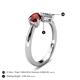 4 - Lysha 1.40 ctw Red Garnet Pear Shape (7x5 mm) & Natural Diamond Cushion Shape (5.00 mm) Toi Et Moi Engagement Ring 