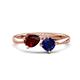 1 - Lysha 1.71 ctw Red Garnet Pear Shape (7x5 mm) & Lab Created Blue Sapphire Cushion Shape (5.00 mm) Toi Et Moi Engagement Ring 