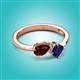 2 - Lysha 1.71 ctw Red Garnet Pear Shape (7x5 mm) & Lab Created Blue Sapphire Cushion Shape (5.00 mm) Toi Et Moi Engagement Ring 