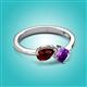 2 - Lysha 1.40 ctw Red Garnet Pear Shape (7x5 mm) & Amethyst Cushion Shape (5.00 mm) Toi Et Moi Engagement Ring 