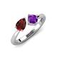 3 - Lysha 1.40 ctw Red Garnet Pear Shape (7x5 mm) & Amethyst Cushion Shape (5.00 mm) Toi Et Moi Engagement Ring 