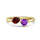 1 - Lysha 1.40 ctw Red Garnet Pear Shape (7x5 mm) & Amethyst Cushion Shape (5.00 mm) Toi Et Moi Engagement Ring 