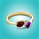2 - Lysha 1.40 ctw Red Garnet Pear Shape (7x5 mm) & Amethyst Cushion Shape (5.00 mm) Toi Et Moi Engagement Ring 