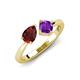 3 - Lysha 1.40 ctw Red Garnet Pear Shape (7x5 mm) & Amethyst Cushion Shape (5.00 mm) Toi Et Moi Engagement Ring 