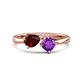 1 - Lysha 1.40 ctw Red Garnet Pear Shape (7x5 mm) & Amethyst Cushion Shape (5.00 mm) Toi Et Moi Engagement Ring 