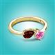 2 - Lysha 1.71 ctw Red Garnet Pear Shape (7x5 mm) & Lab Created Pink Sapphire Cushion Shape (5.00 mm) Toi Et Moi Engagement Ring 