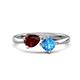 1 - Lysha 1.65 ctw Red Garnet Pear Shape (7x5 mm) & Blue Topaz Cushion Shape (5.00 mm) Toi Et Moi Engagement Ring 