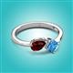 2 - Lysha 1.65 ctw Red Garnet Pear Shape (7x5 mm) & Blue Topaz Cushion Shape (5.00 mm) Toi Et Moi Engagement Ring 