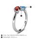 4 - Lysha 1.65 ctw Red Garnet Pear Shape (7x5 mm) & Blue Topaz Cushion Shape (5.00 mm) Toi Et Moi Engagement Ring 