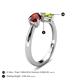 4 - Lysha 1.55 ctw Red Garnet Pear Shape (7x5 mm) & Peridot Cushion Shape (5.00 mm) Toi Et Moi Engagement Ring 