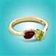 2 - Lysha 1.55 ctw Red Garnet Pear Shape (7x5 mm) & Peridot Cushion Shape (5.00 mm) Toi Et Moi Engagement Ring 