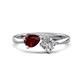1 - Lysha 1.47 ctw Red Garnet Pear Shape (7x5 mm) & Moissanite Cushion Shape (5.00 mm) Toi Et Moi Engagement Ring 