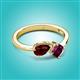 2 - Lysha 1.52 ctw Red Garnet Pear Shape (7x5 mm) & Rhodolite Garnet Cushion Shape (5.00 mm) Toi Et Moi Engagement Ring 