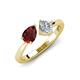 3 - Lysha 1.40 ctw Red Garnet Pear Shape (7x5 mm) & Lab Grown Diamond Cushion Shape (5.00 mm) Toi Et Moi Engagement Ring 