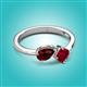 2 - Lysha 1.71 ctw Red Garnet Pear Shape (7x5 mm) & Lab Created Ruby Cushion Shape (5.00 mm) Toi Et Moi Engagement Ring 