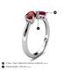 4 - Lysha 1.71 ctw Red Garnet Pear Shape (7x5 mm) & Lab Created Ruby Cushion Shape (5.00 mm) Toi Et Moi Engagement Ring 