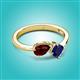 2 - Lysha 1.71 ctw Red Garnet Pear Shape (7x5 mm) & Lab Created Blue Sapphire Cushion Shape (5.00 mm) Toi Et Moi Engagement Ring 