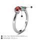 4 - Lysha 1.71 ctw Red Garnet Pear Shape (7x5 mm) & Lab Created Alexandrite Cushion Shape (5.00 mm) Toi Et Moi Engagement Ring 