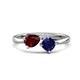 1 - Lysha 1.71 ctw Red Garnet Pear Shape (7x5 mm) & Lab Created Blue Sapphire Cushion Shape (5.00 mm) Toi Et Moi Engagement Ring 