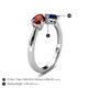 4 - Lysha 1.71 ctw Red Garnet Pear Shape (7x5 mm) & Lab Created Blue Sapphire Cushion Shape (5.00 mm) Toi Et Moi Engagement Ring 