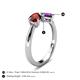 4 - Lysha 1.40 ctw Red Garnet Pear Shape (7x5 mm) & Amethyst Cushion Shape (5.00 mm) Toi Et Moi Engagement Ring 