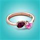 2 - Lysha 1.71 ctw Rhodolite Garnet Pear Shape (7x5 mm) & Lab Created Pink Sapphire Cushion Shape (5.00 mm) Toi Et Moi Engagement Ring 
