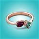 2 - Lysha 1.71 ctw Rhodolite Garnet Pear Shape (7x5 mm) & Lab Created Alexandrite Cushion Shape (5.00 mm) Toi Et Moi Engagement Ring 