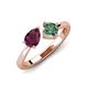 3 - Lysha 1.71 ctw Rhodolite Garnet Pear Shape (7x5 mm) & Lab Created Alexandrite Cushion Shape (5.00 mm) Toi Et Moi Engagement Ring 